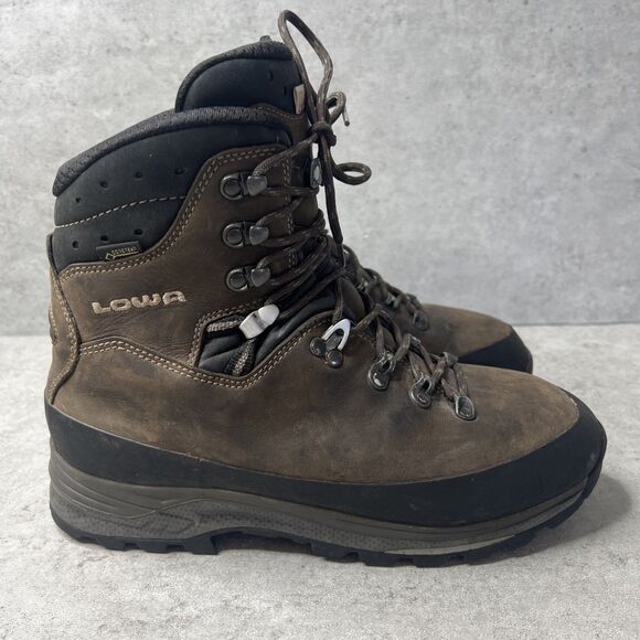 Lowa Mens Hiking Boots Tibet GTX Size 9.5 Brown Backpacking Trekking Outdoor - Picture 1 of 16